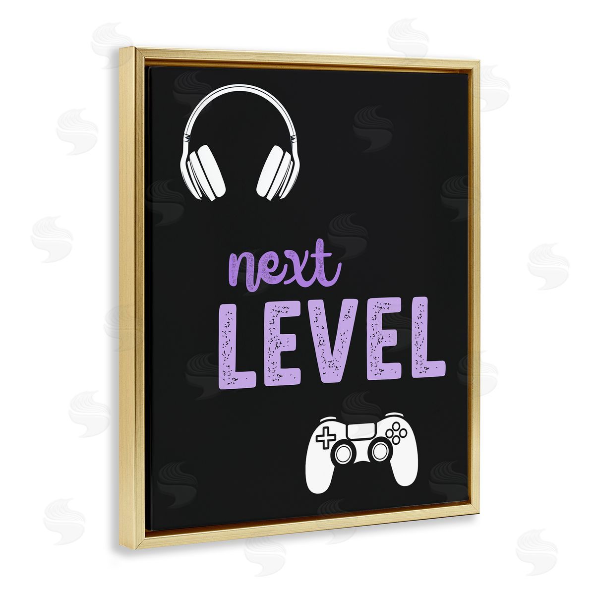 Christine Simpson Art Next Level Headset & Controller Gold Floating Frame Canvas Wall Art Print