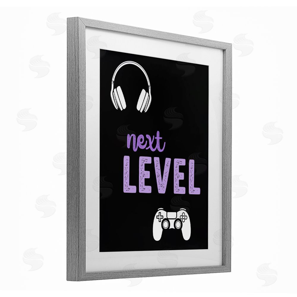 Christine Simpson Art Next Level Headset & Controller Gray Framed Print Under Glass Wall Art