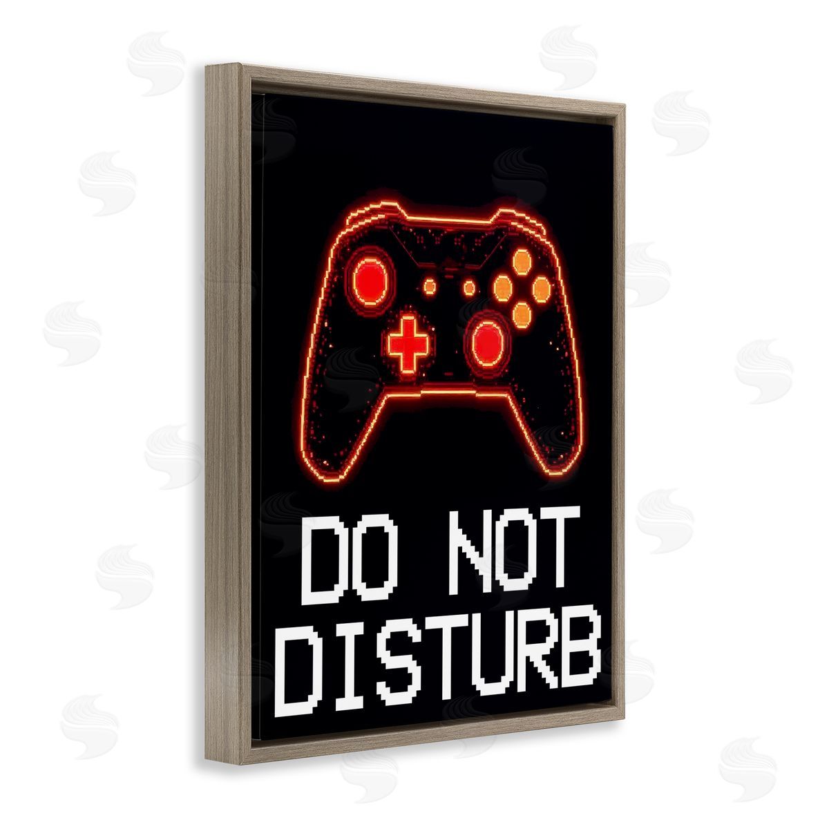 Kim Allen Do Not Disturb Neon Control Brown Floating Frame Canvas Wall Art Print