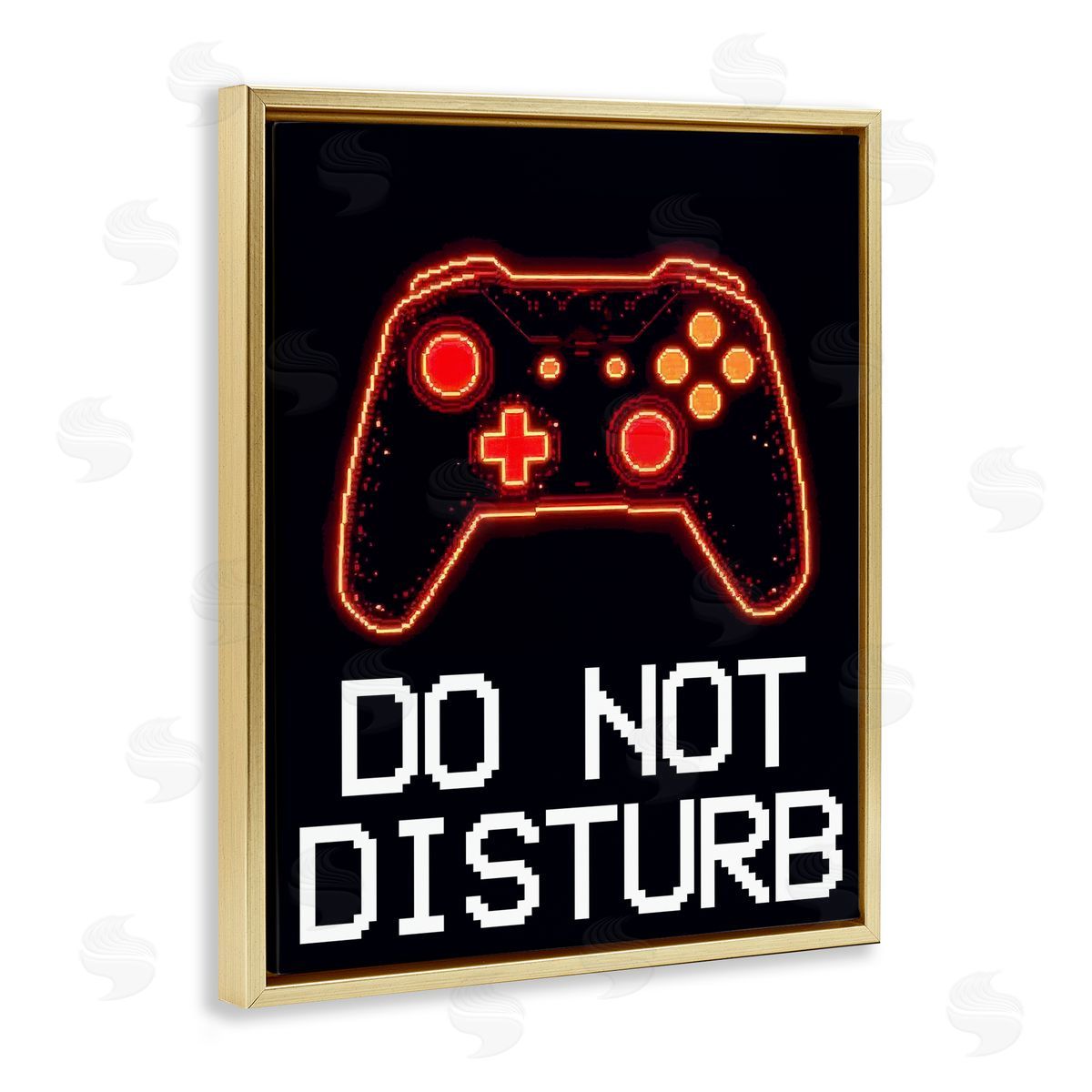 Kim Allen Do Not Disturb Neon Control Gold Floating Frame Canvas Wall Art Print