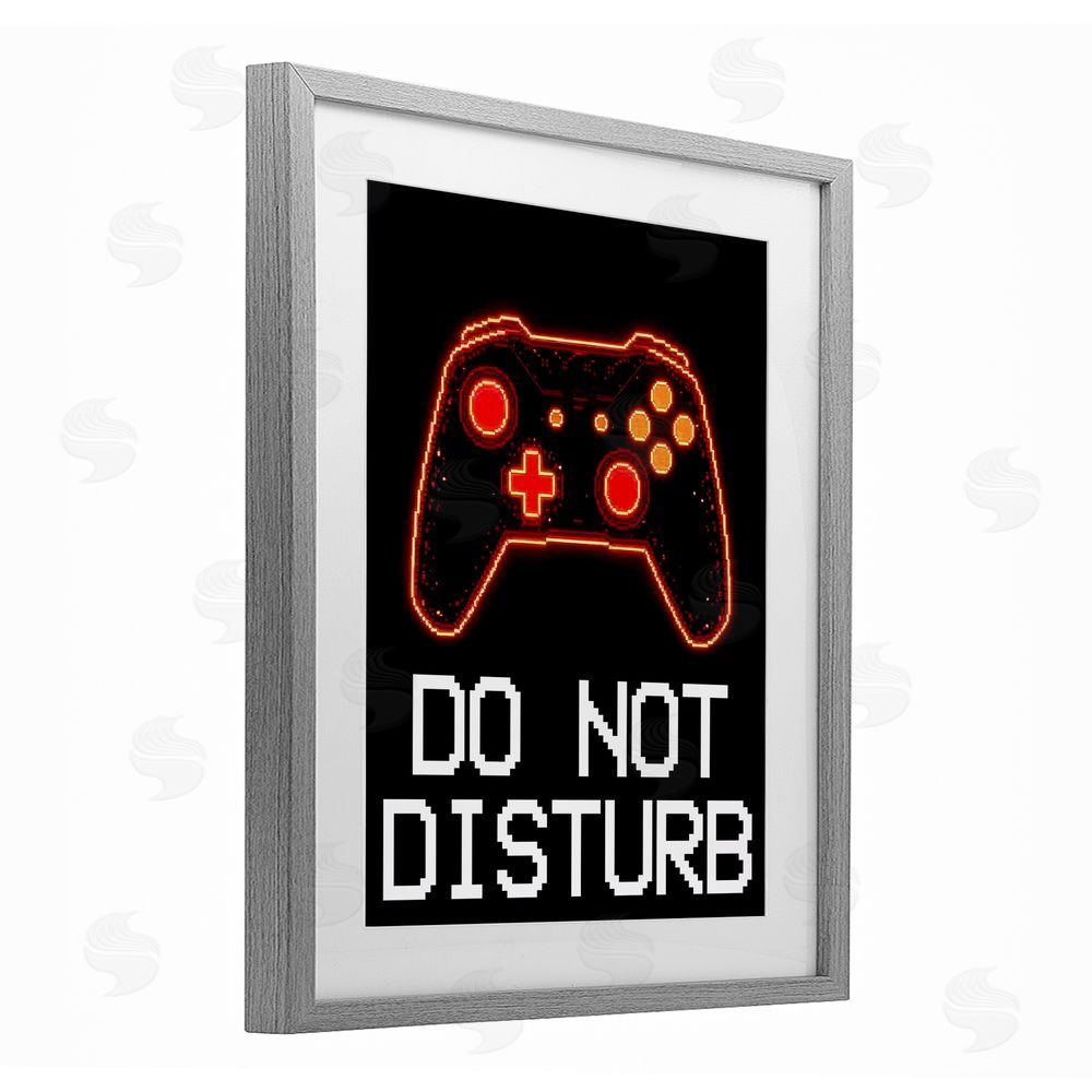 Kim Allen Do Not Disturb Neon Control Gray Framed Print Under Glass Wall Art