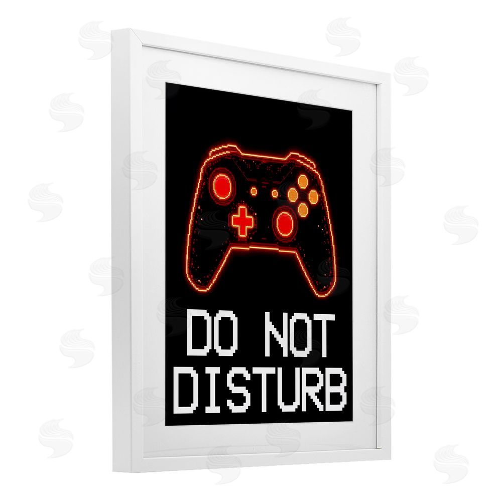 Kim Allen Do Not Disturb Neon Control White Framed Print Under Glass Wall Art