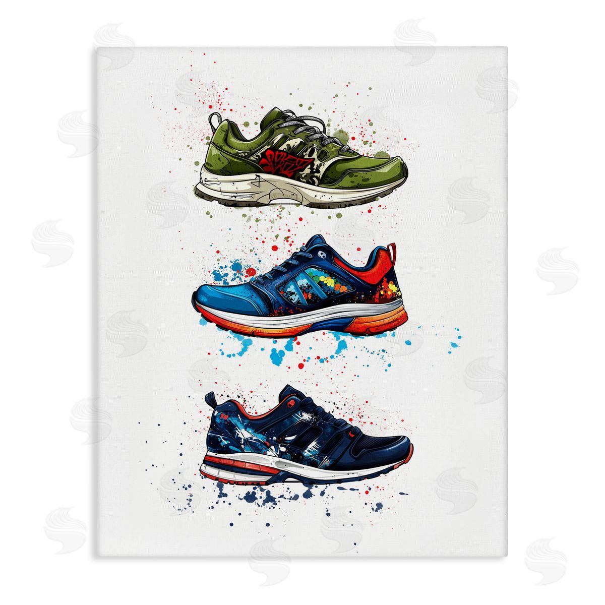 Christine Simpson Art Modern Spray Sneakers Stretched Canvas Wall Art Print