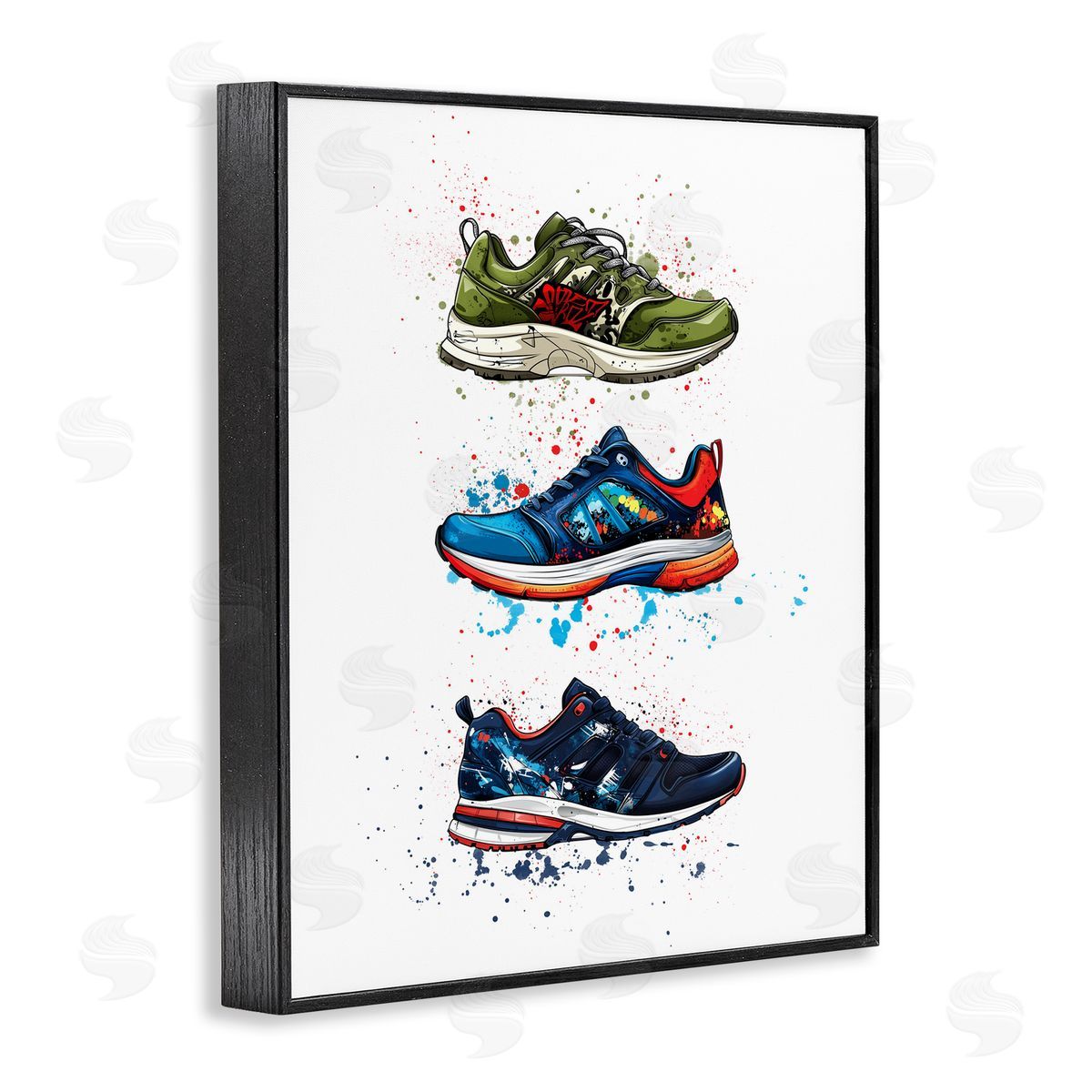 Christine Simpson Art Modern Spray Sneakers Black Framed Giclee Print Wall Art