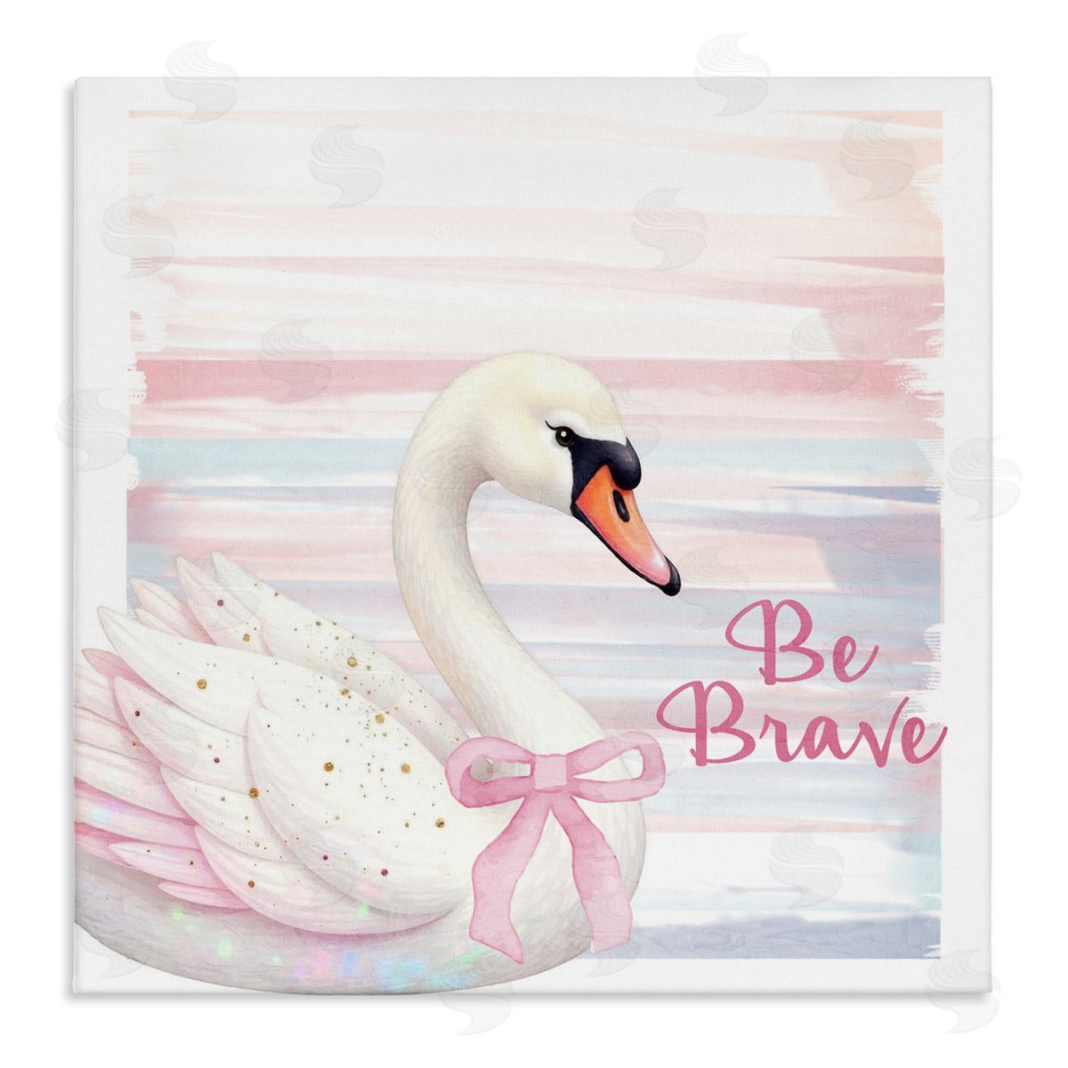 Kim Allen Be Brave Pastel Swan Stretched Canvas Wall Art Print