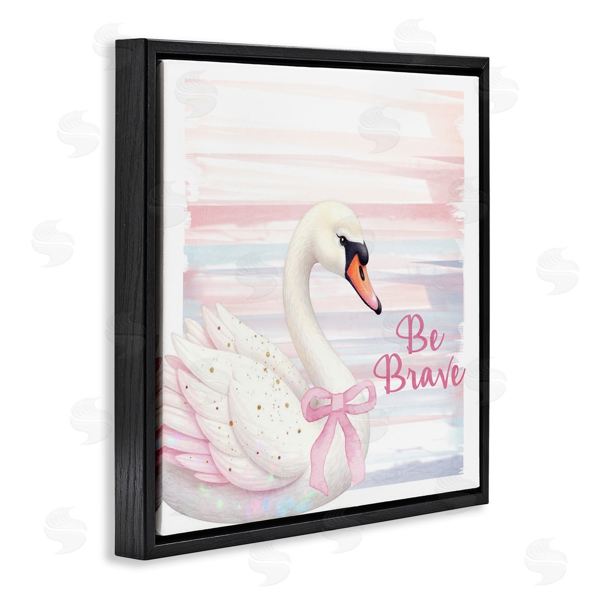 Kim Allen Be Brave Pastel Swan Black Floating Frame Canvas Wall Art Print