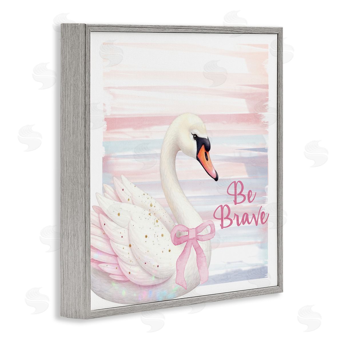 Kim Allen Be Brave Pastel Swan Gray Framed Giclee Print Wall Art