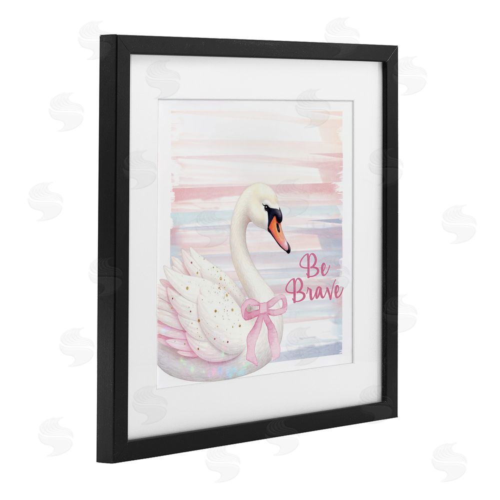 Kim Allen Be Brave Pastel Swan Black Framed Print Under Glass Wall Art