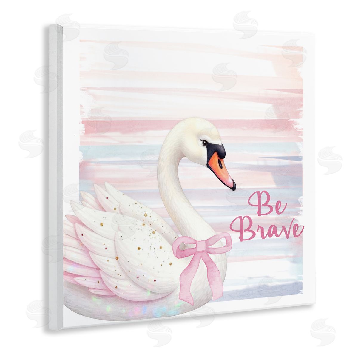 Kim Allen Be Brave Pastel Swan Wooden Wall Plaque Art Print