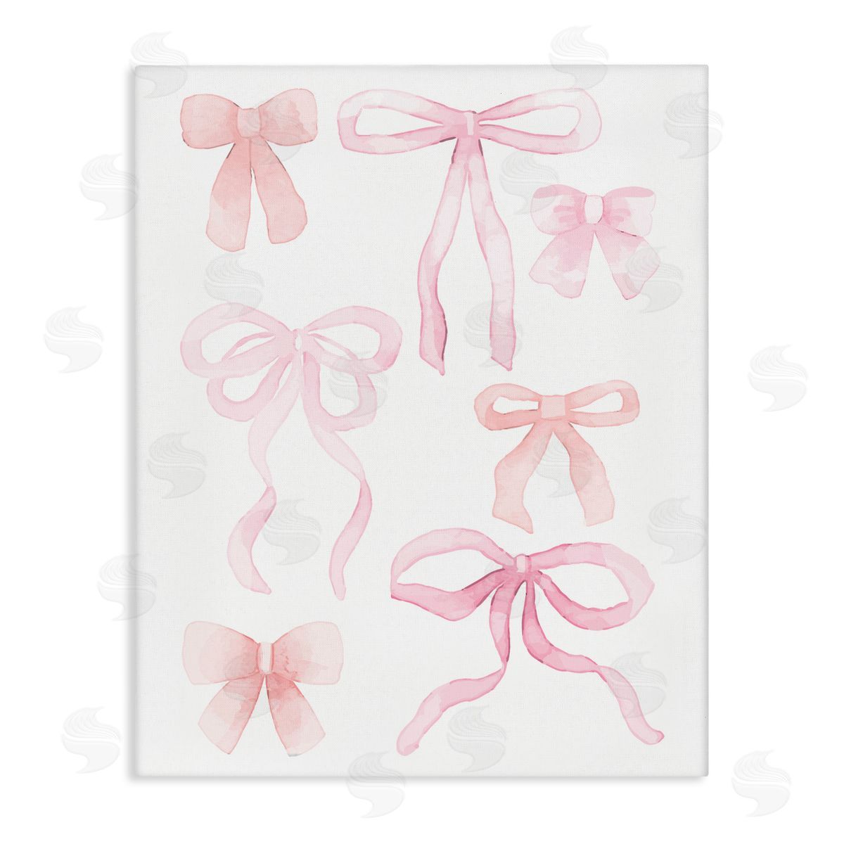 Kim Allen Pink Watercolor Bows Stretched Canvas Wall Art Print