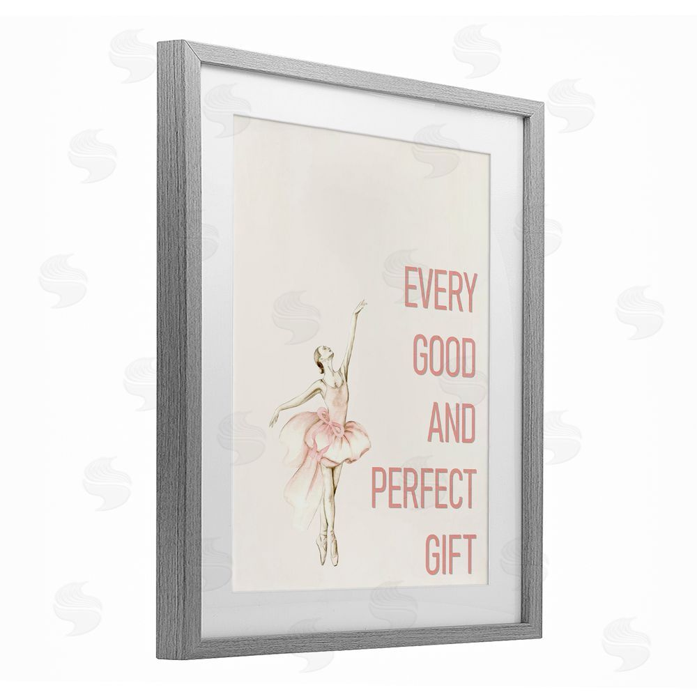 Kim Allen Good & Perfect Gift Ballerina Gray Framed Print Under Glass Wall Art