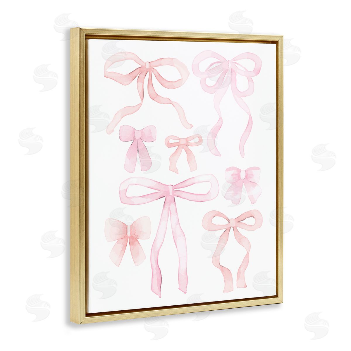 Kim Allen Feminine Chic Bows Gold Floating Frame Canvas Wall Art Print