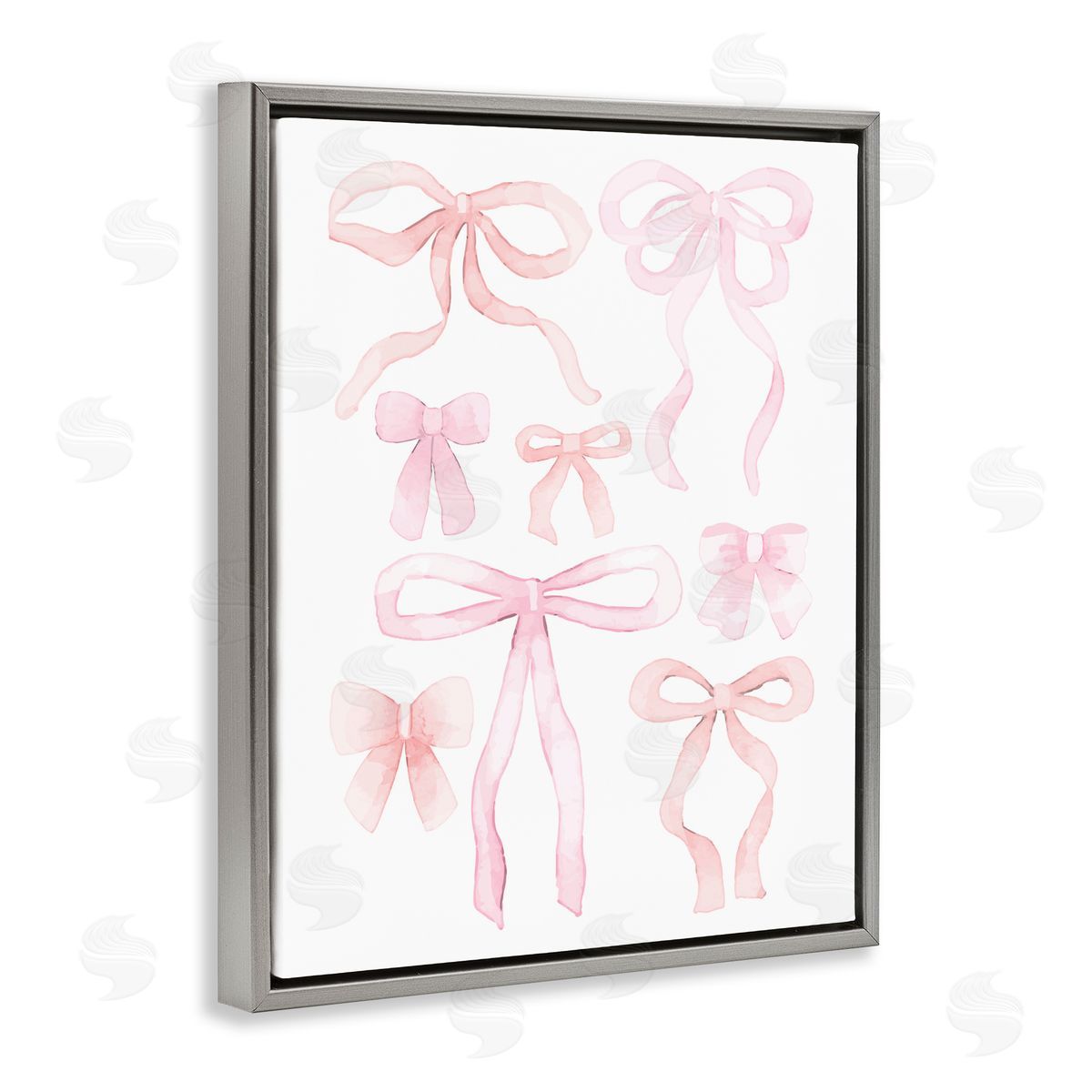 Kim Allen Feminine Chic Bows Gray Floating Frame Canvas Wall Art Print