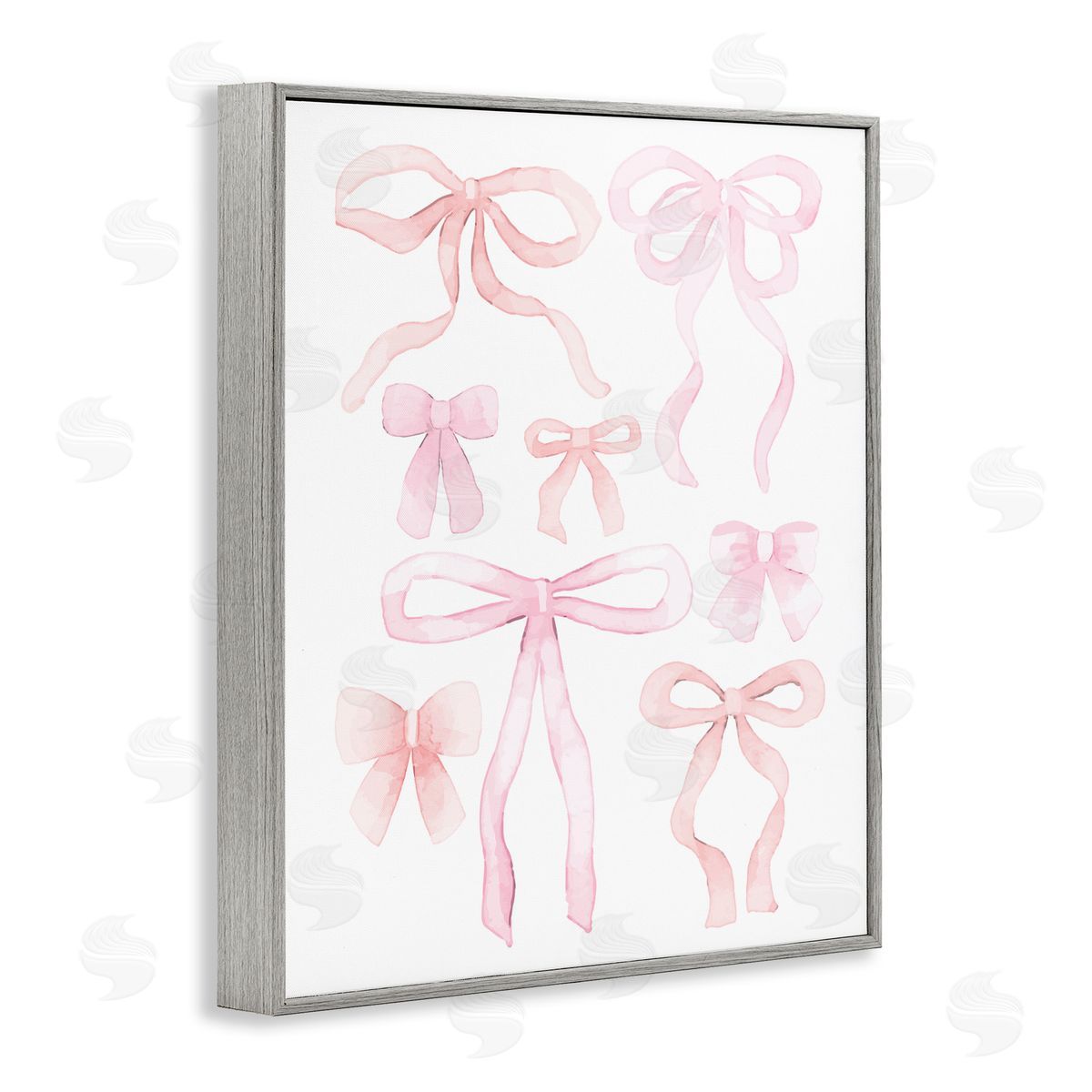 Kim Allen Feminine Chic Bows Gray Framed Giclee Print Wall Art