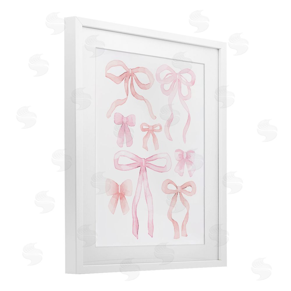 Kim Allen Feminine Chic Bows White Framed Print Under Glass Wall Art