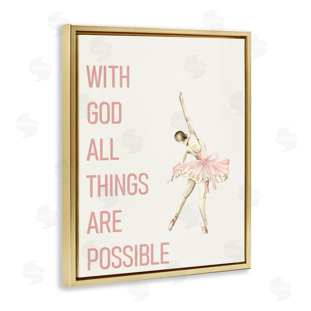 Kim Allen All Things Possible Ballerina Gold Floating Frame Canvas Wall Art Print