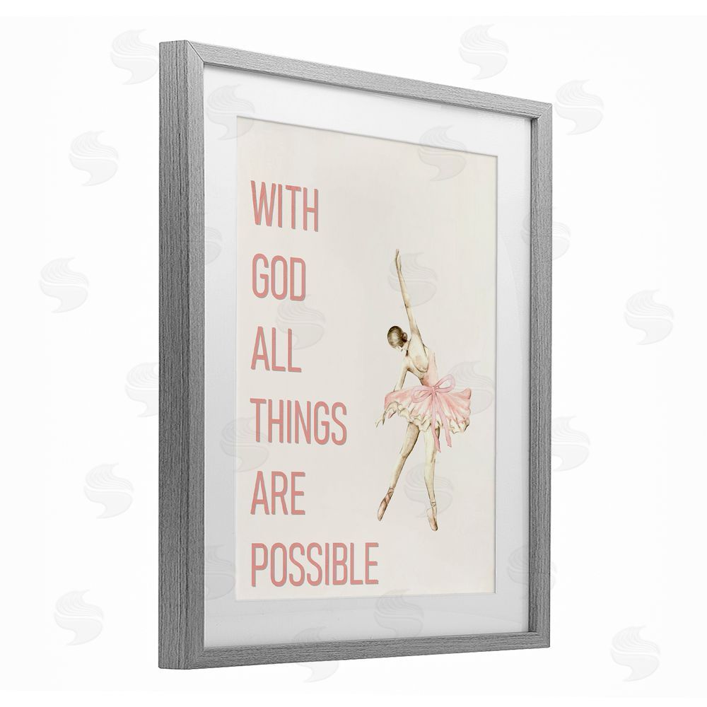 Kim Allen All Things Possible Ballerina Gray Framed Print Under Glass Wall Art