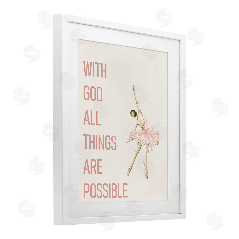 Kim Allen All Things Possible Ballerina White Framed Print Under Glass Wall Art