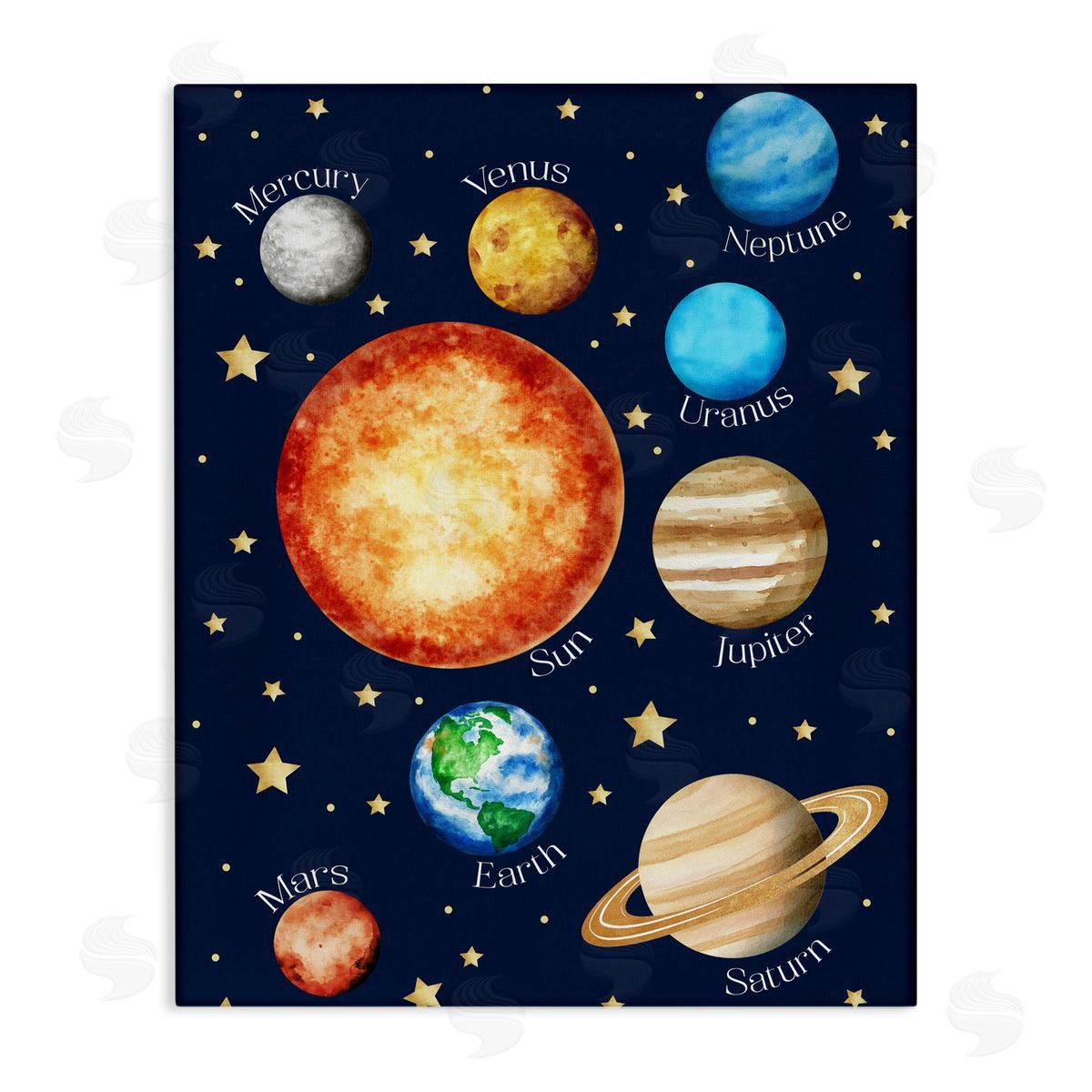 Christine Simpson Art Educational Solar System Space Stretched Canvas Wall Art Print