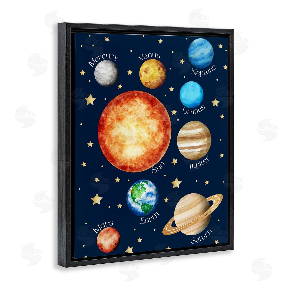 Christine Simpson Art Educational Solar System Space Black Floating Frame Canvas Wall Art Print