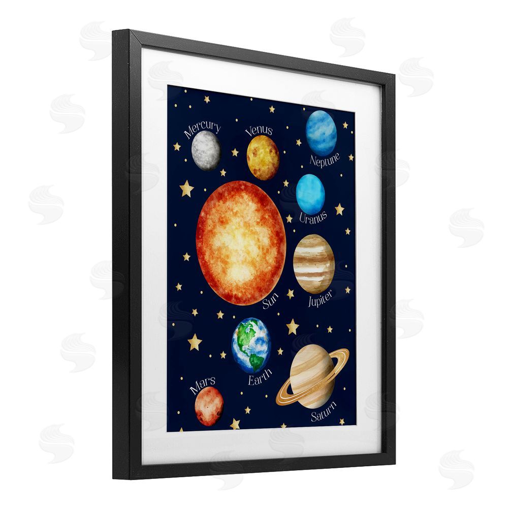 Christine Simpson Art Educational Solar System Space Black Framed Print Under Glass Wall Art