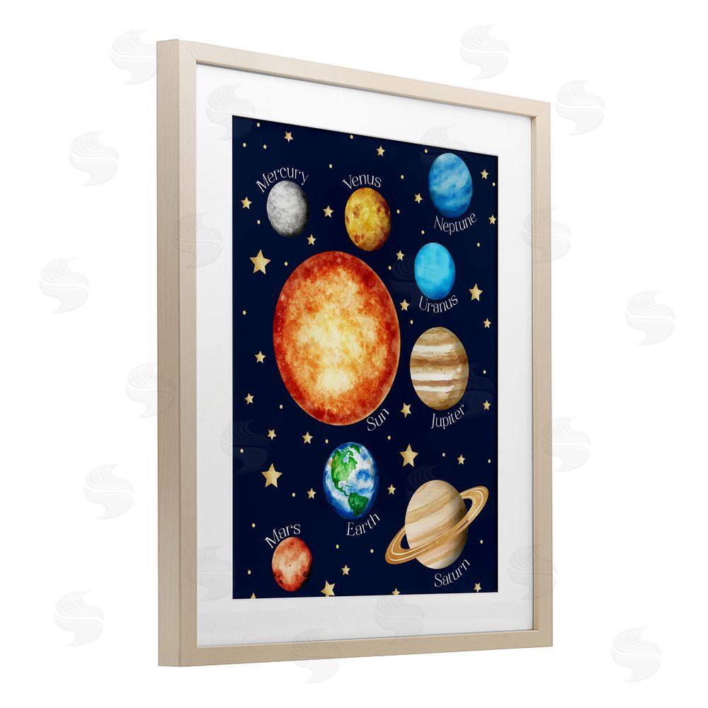 Christine Simpson Art Educational Solar System Space Brown Framed Print Under Glass Wall Art
