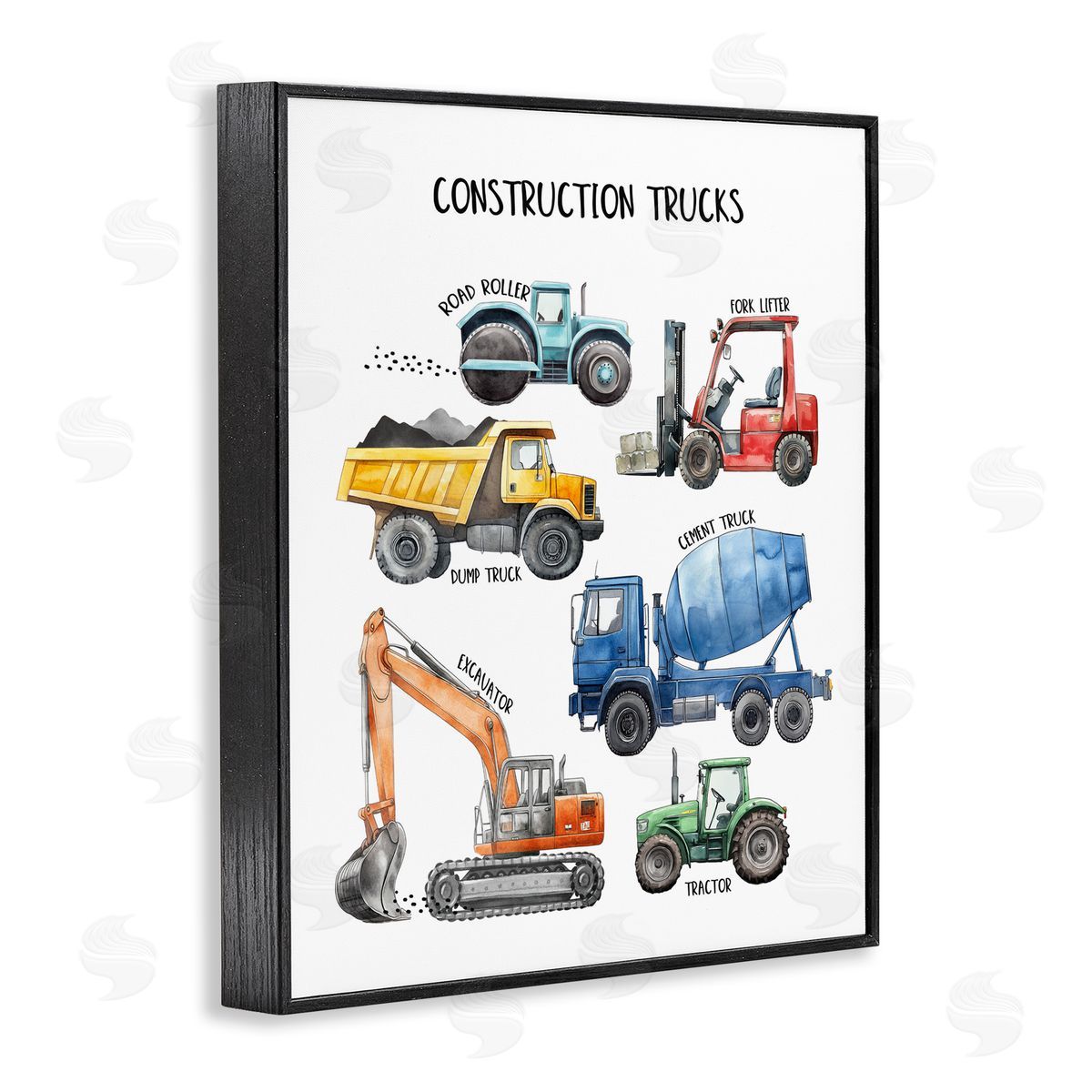 Christine Simpson Art Construction Trucks Machinery Black Framed Giclee Print Wall Art