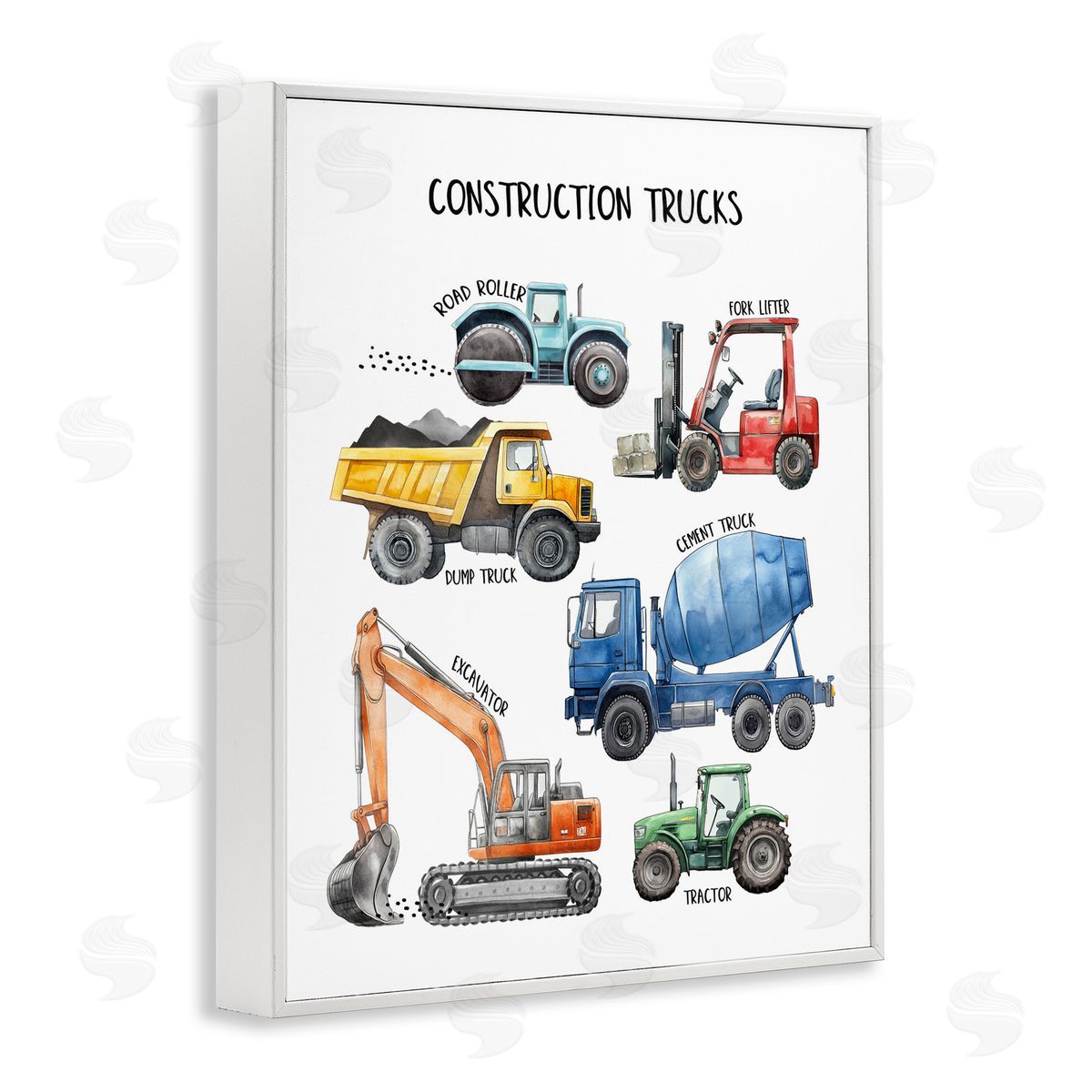 Christine Simpson Art Construction Trucks Machinery White Framed Giclee Print Wall Art