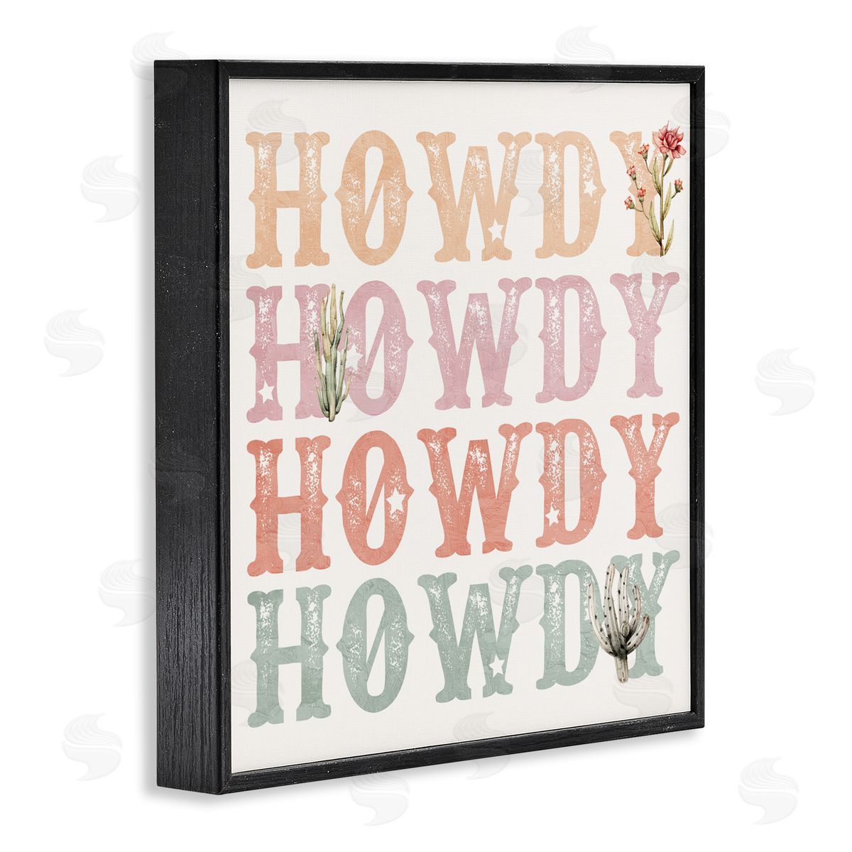 Kim Allen Vintage Howdy Rainbow Text Black Framed Giclee Print Wall Art