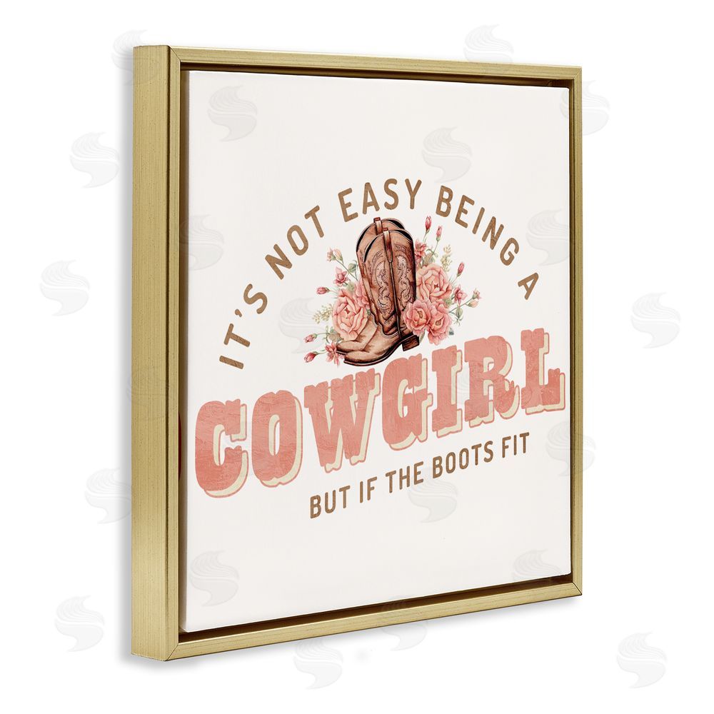 Kim Allen Not Easy Being Cowgirl Gold Floating Frame Canvas Wall Art Print