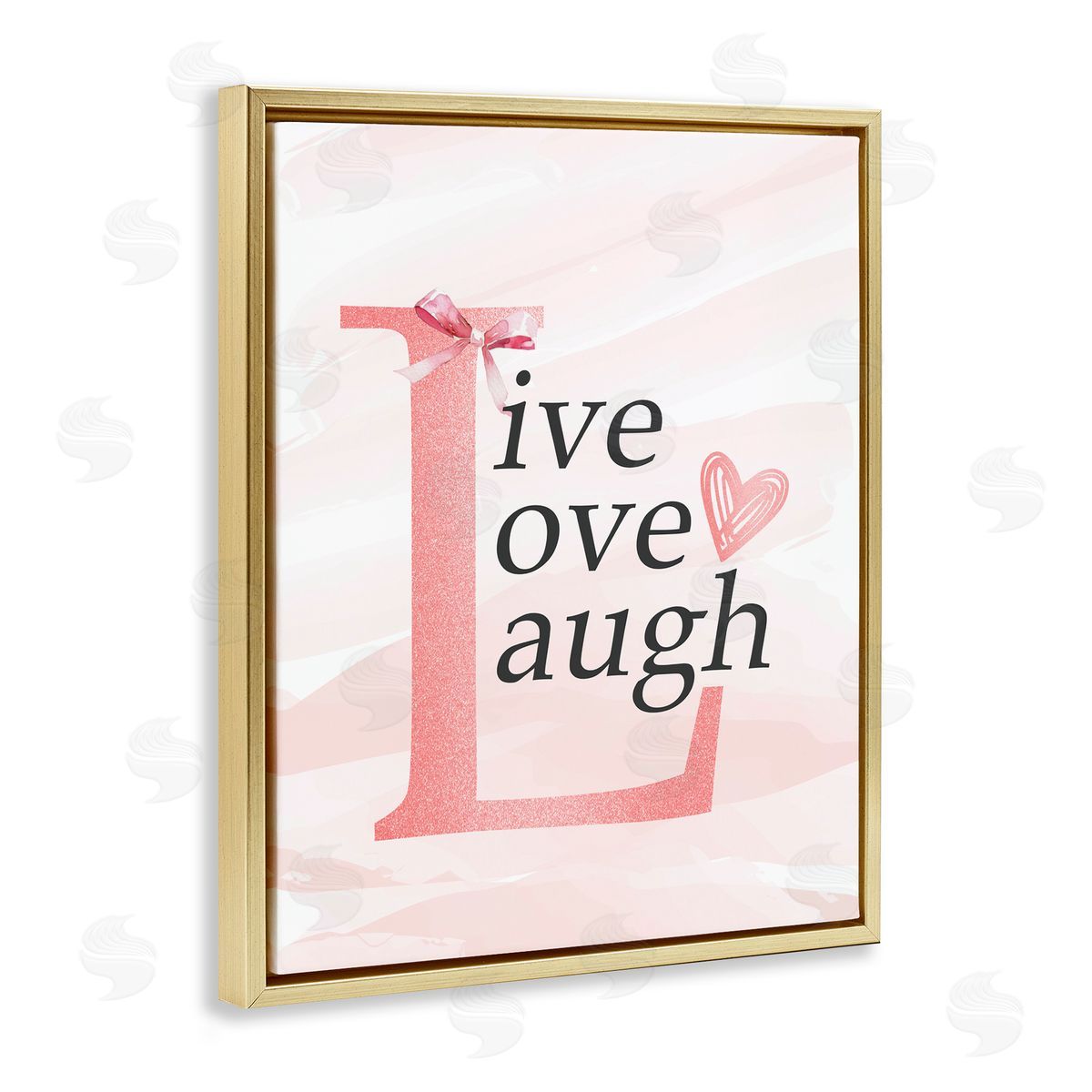 Kim Allen Live Love Laugh Pastel Gold Floating Frame Canvas Wall Art Print