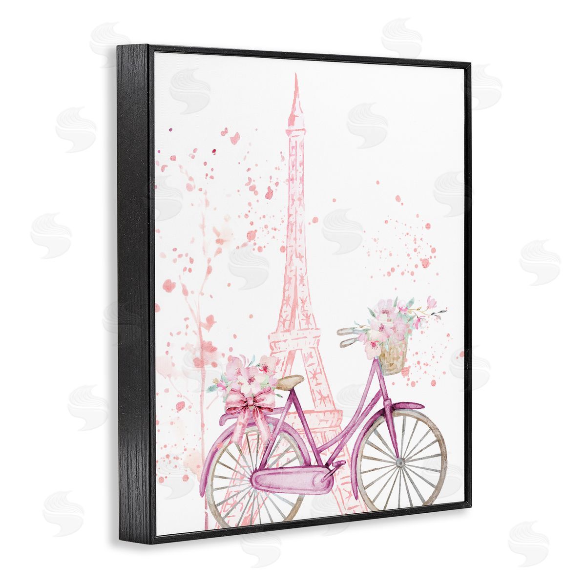 Kim Allen Parisian Bicycle & Modern Splatter Black Framed Giclee Print Wall Art