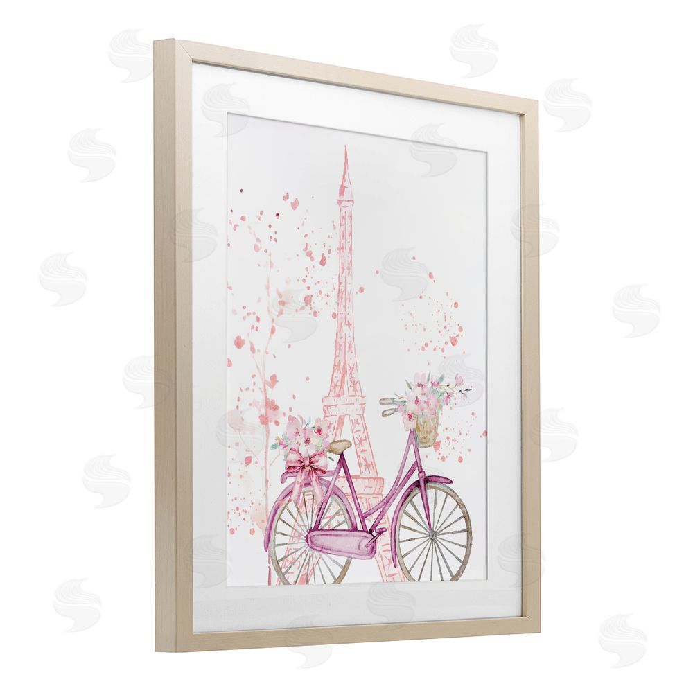 Kim Allen Parisian Bicycle & Modern Splatter Brown Framed Print Under Glass Wall Art