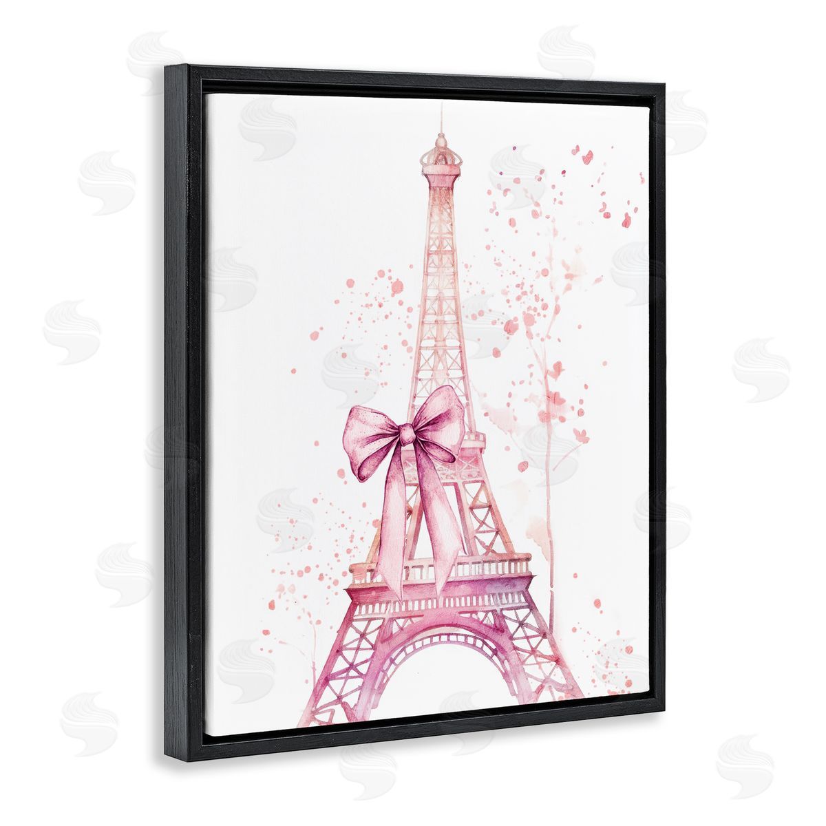 Kim Allen Bow Bedecked Paris Tower Black Floating Frame Canvas Wall Art Print
