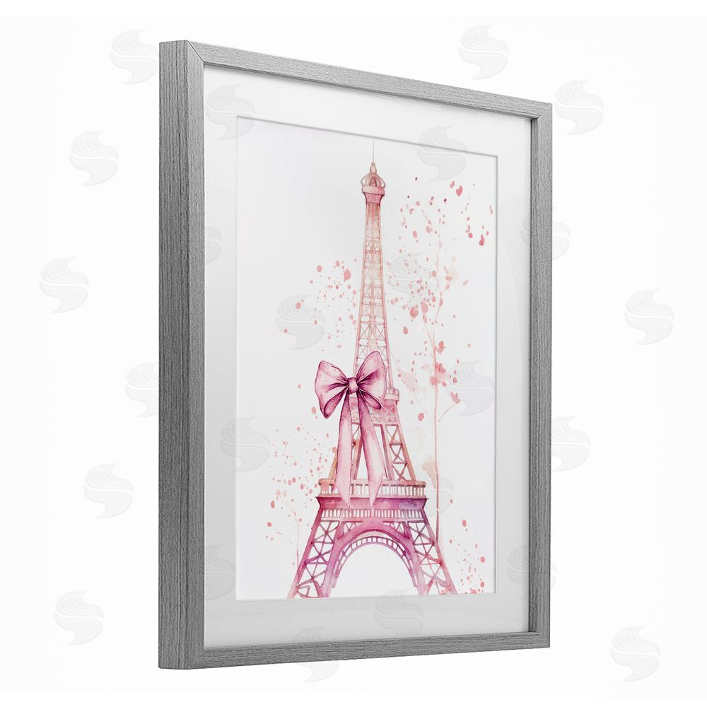 Kim Allen Bow Bedecked Paris Tower Gray Framed Print Under Glass Wall Art