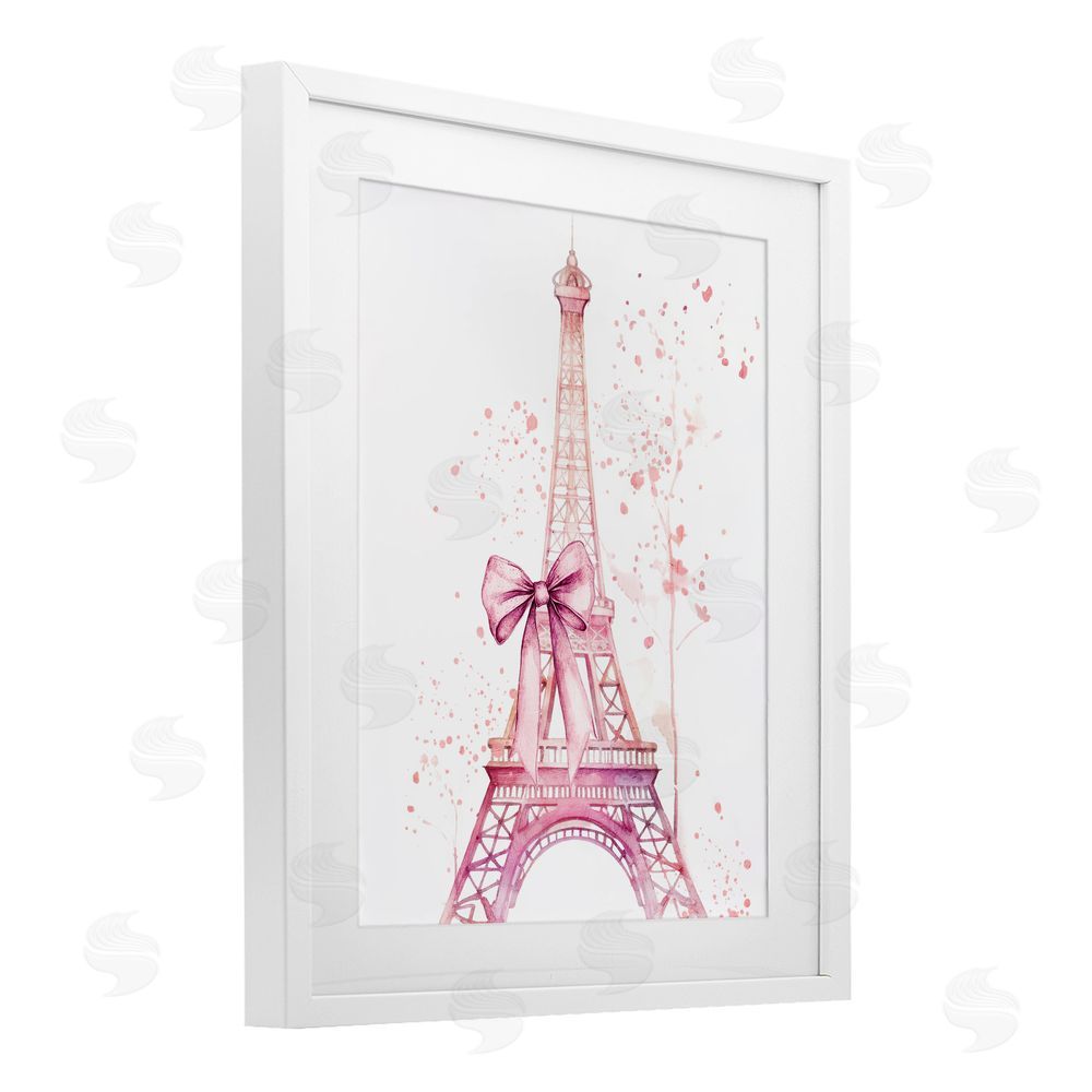 Kim Allen Bow Bedecked Paris Tower White Framed Print Under Glass Wall Art