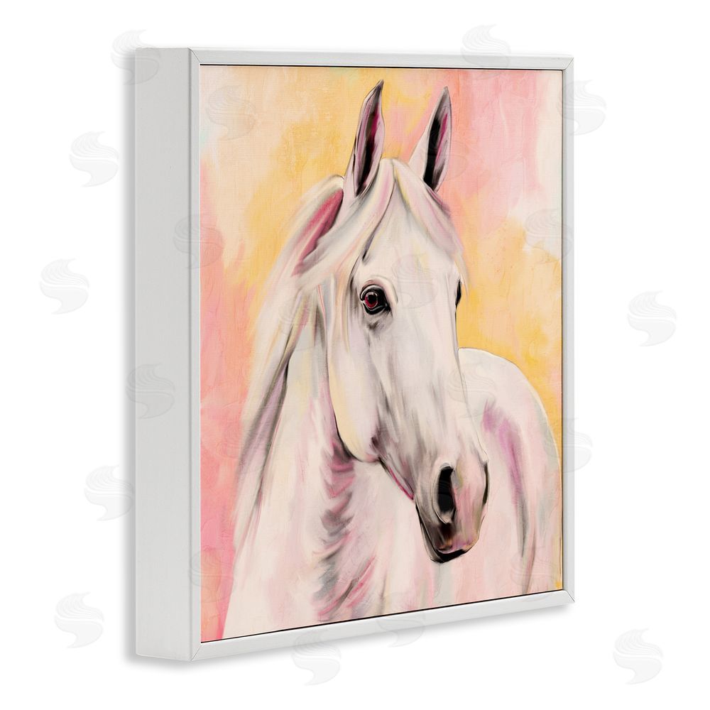 Kim Allen Sunset White Horse White Framed Giclee Print Wall Art