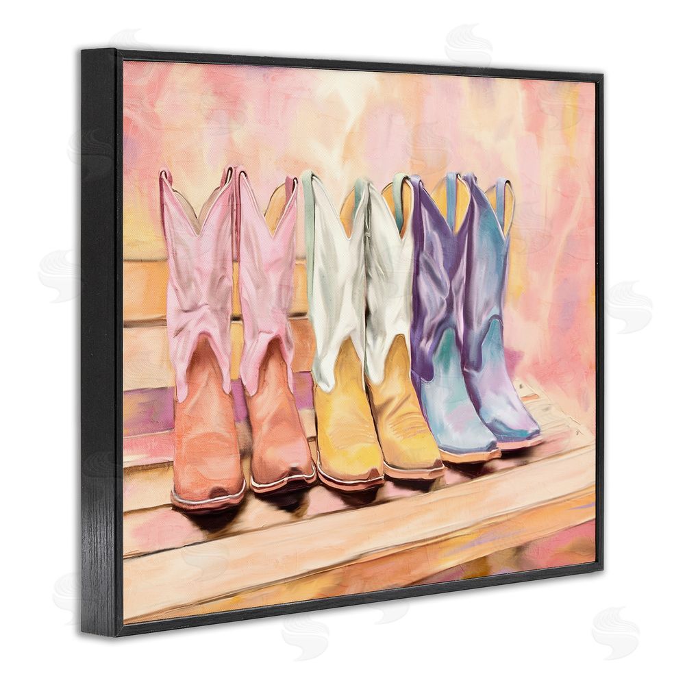 Kim Allen Painted Boots Trio Black Framed Giclee Print Wall Art