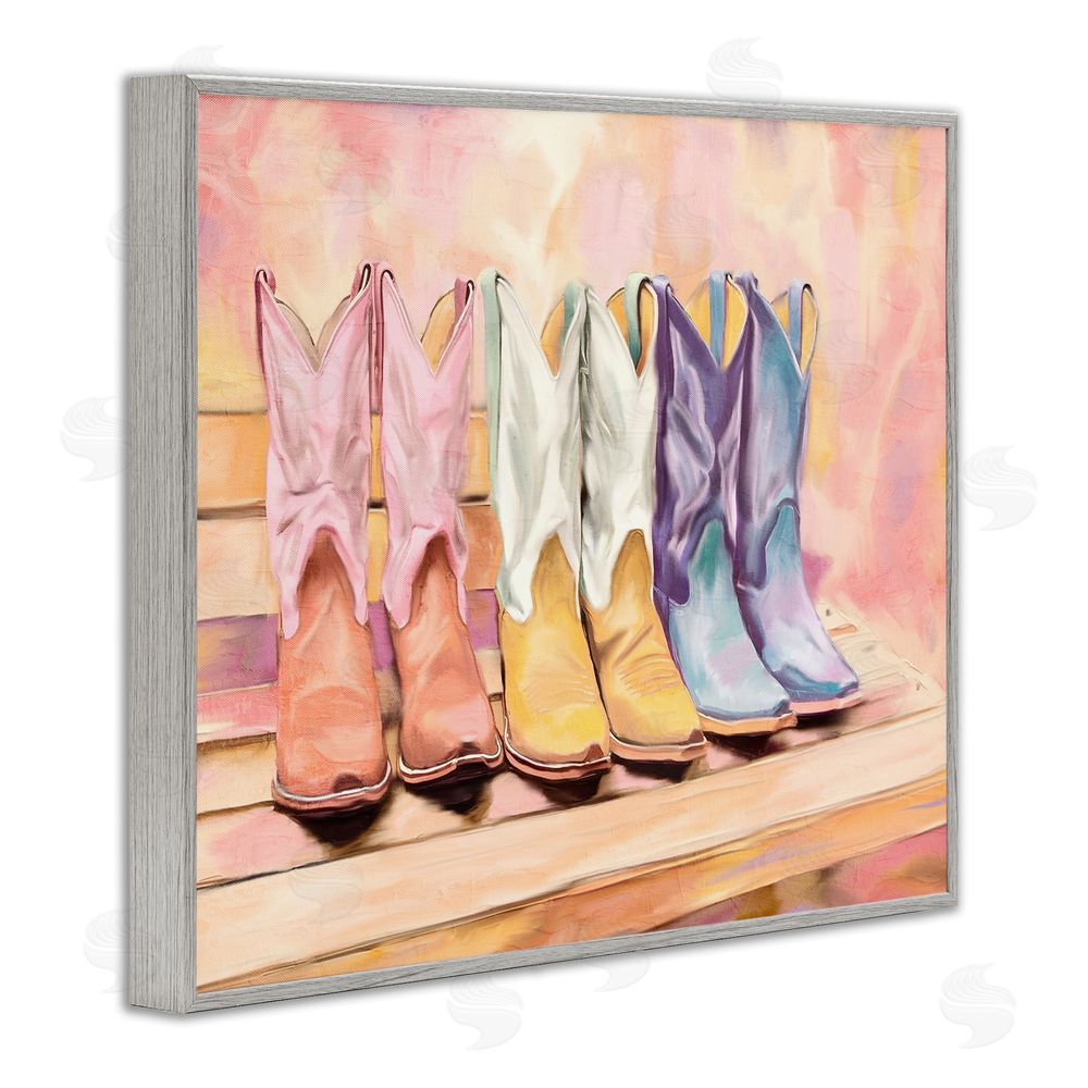 Kim Allen Painted Boots Trio Gray Framed Giclee Print Wall Art