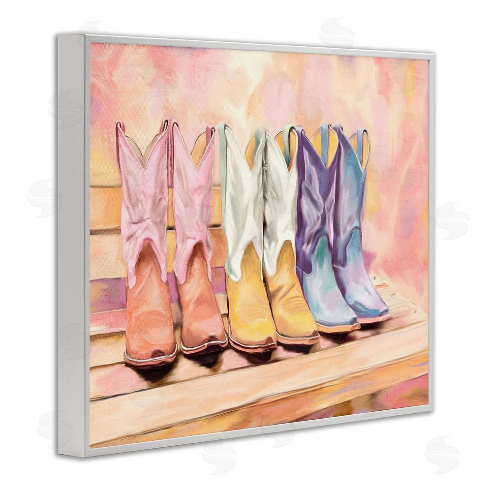 Kim Allen Painted Boots Trio White Framed Giclee Print Wall Art