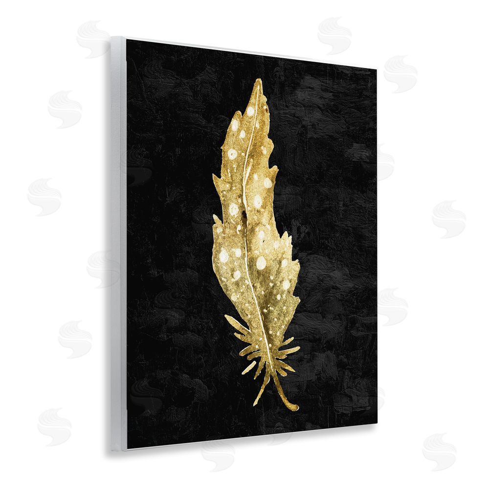 Kim Allen Feather On Black Wooden Wall Plaque Art Print