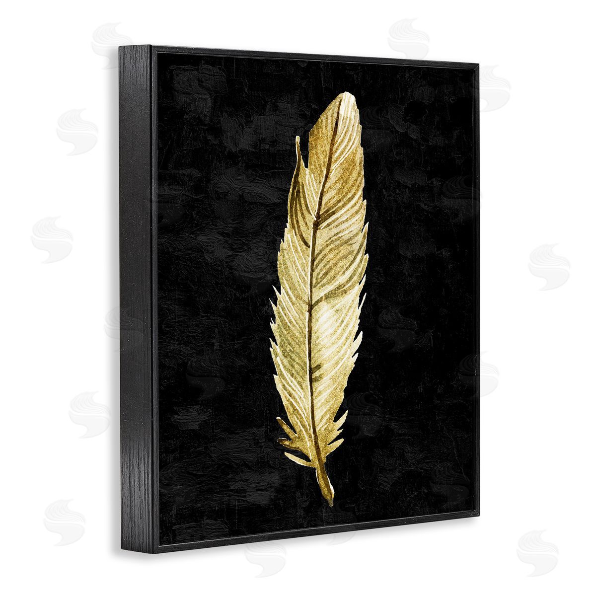 Kim Allen Curved Feather on Black Black Framed Giclee Print Wall Art