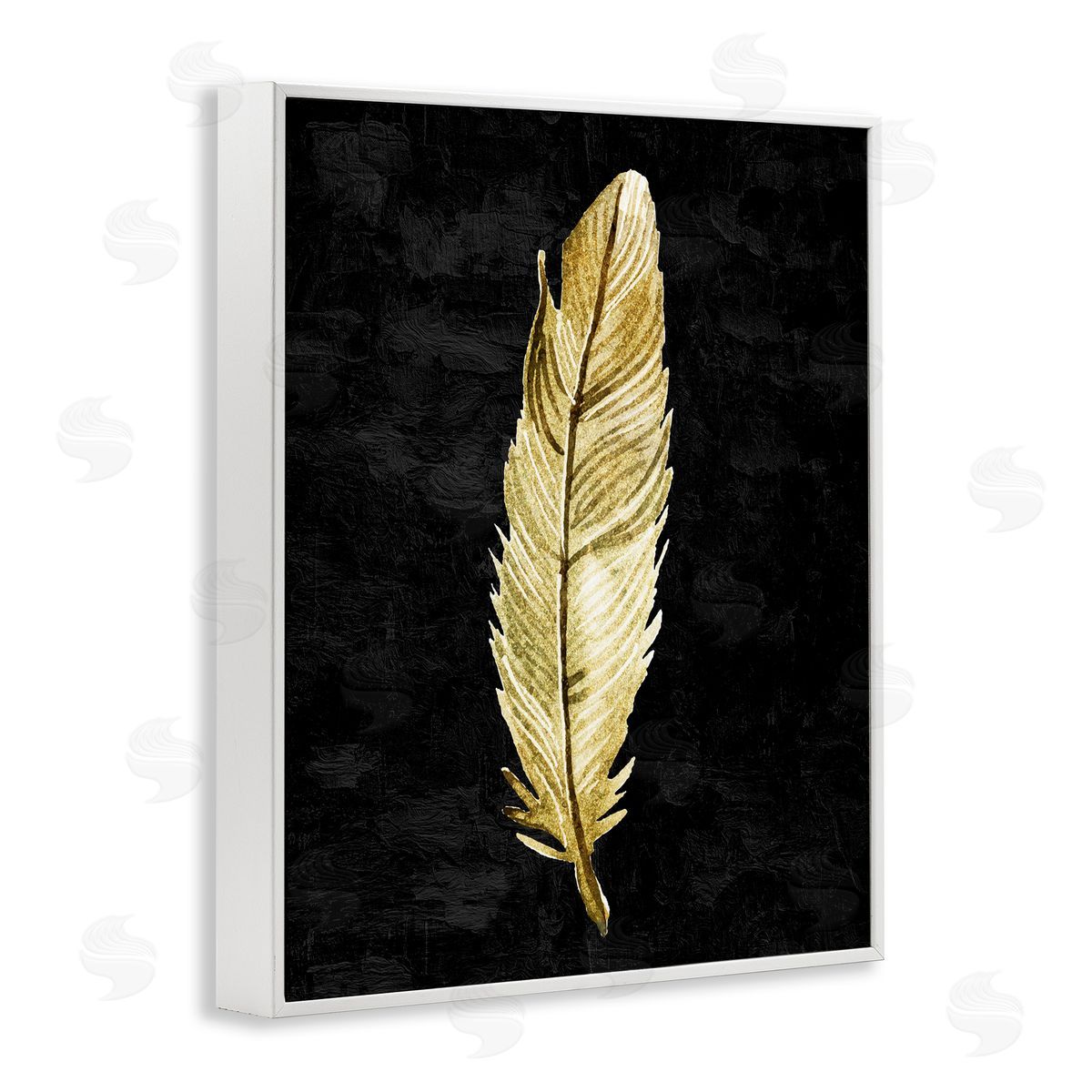 Kim Allen Curved Feather on Black White Framed Giclee Print Wall Art