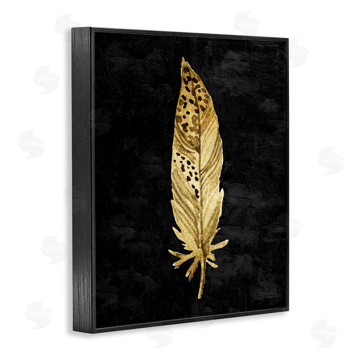 Kim Allen Speckled Feather on Black Black Framed Giclee Print Wall Art