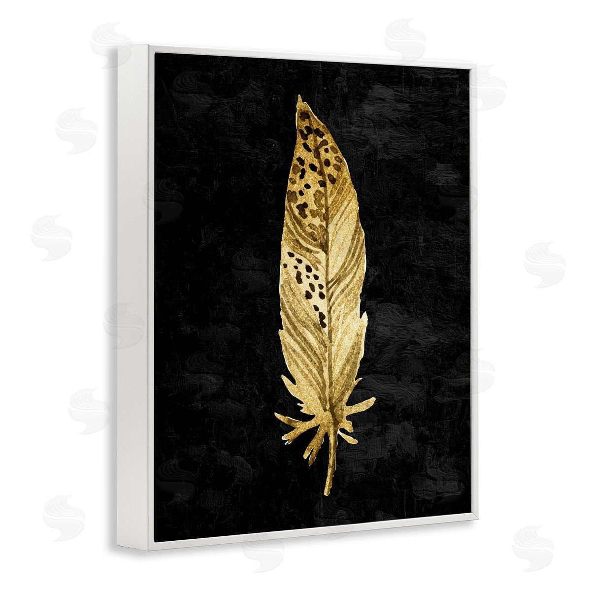 Kim Allen Speckled Feather on Black White Framed Giclee Print Wall Art