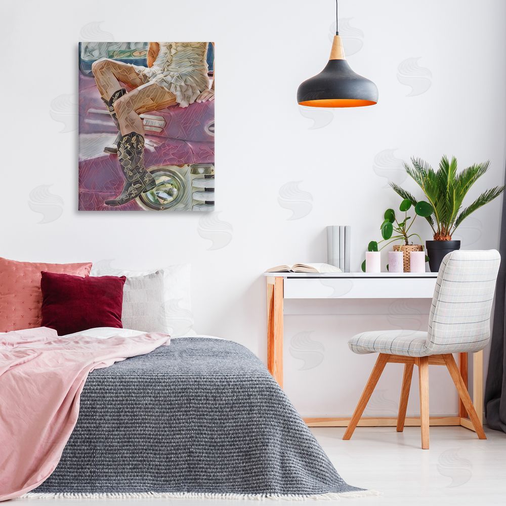 Jesse Keith Romantic Westerns Cowgirl Stretched Canvas Wall Art Print in Room