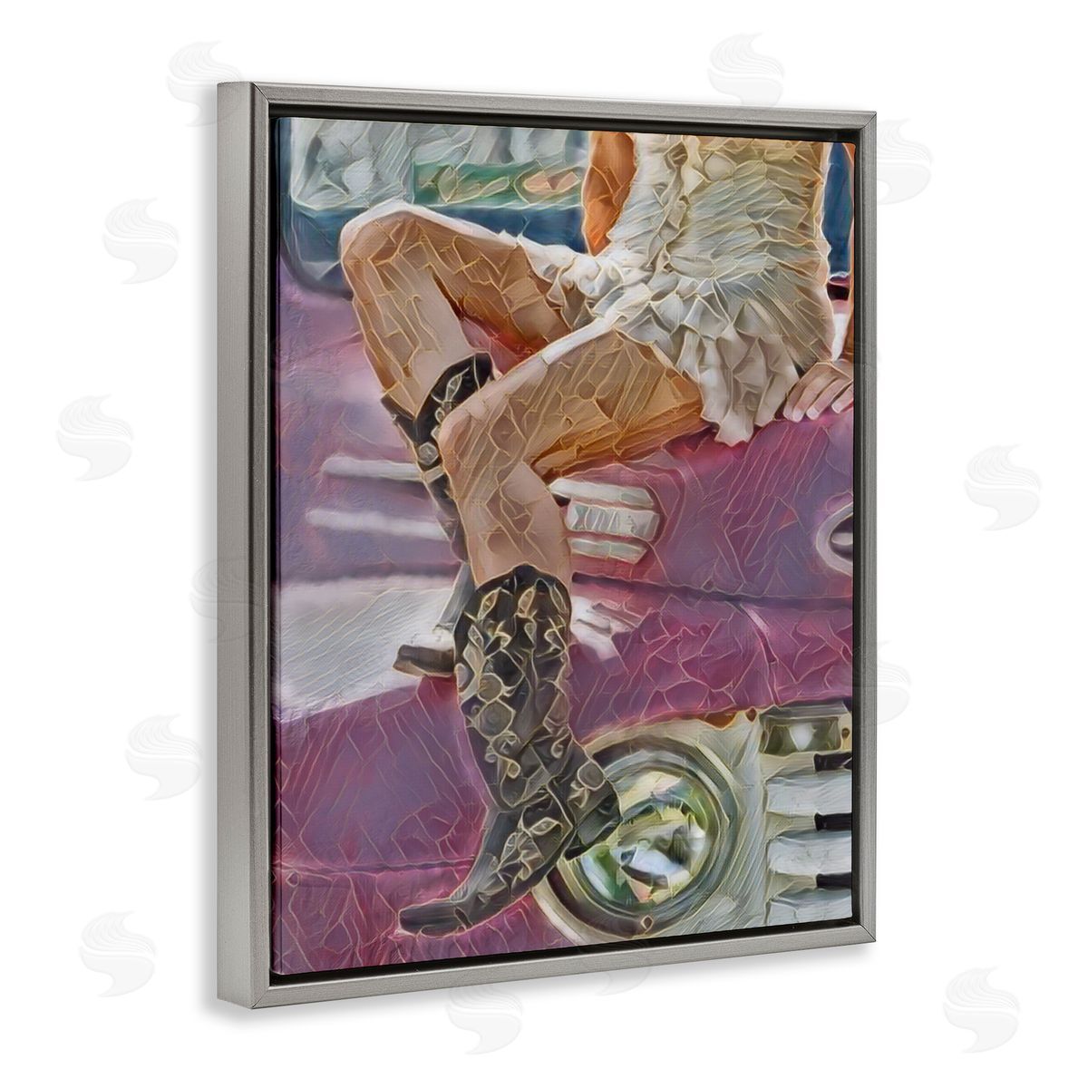 Jesse Keith Romantic Westerns Cowgirl Gray Floating Frame Canvas Wall Art Print