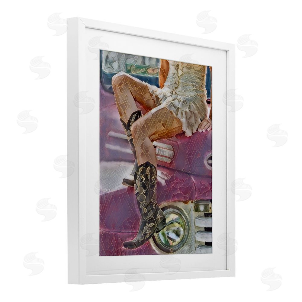 Jesse Keith Romantic Westerns Cowgirl White Framed Print Under Glass Wall Art