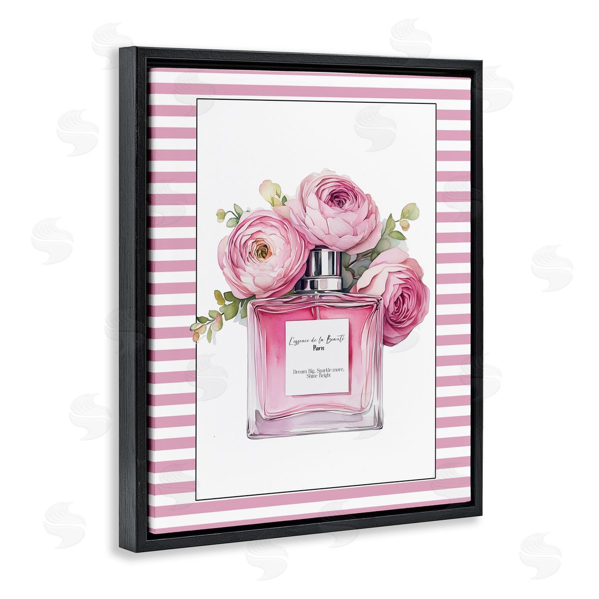Christine Simpson Art Rosy Pink Perfume Bouquet Black Floating Frame Canvas Wall Art Print