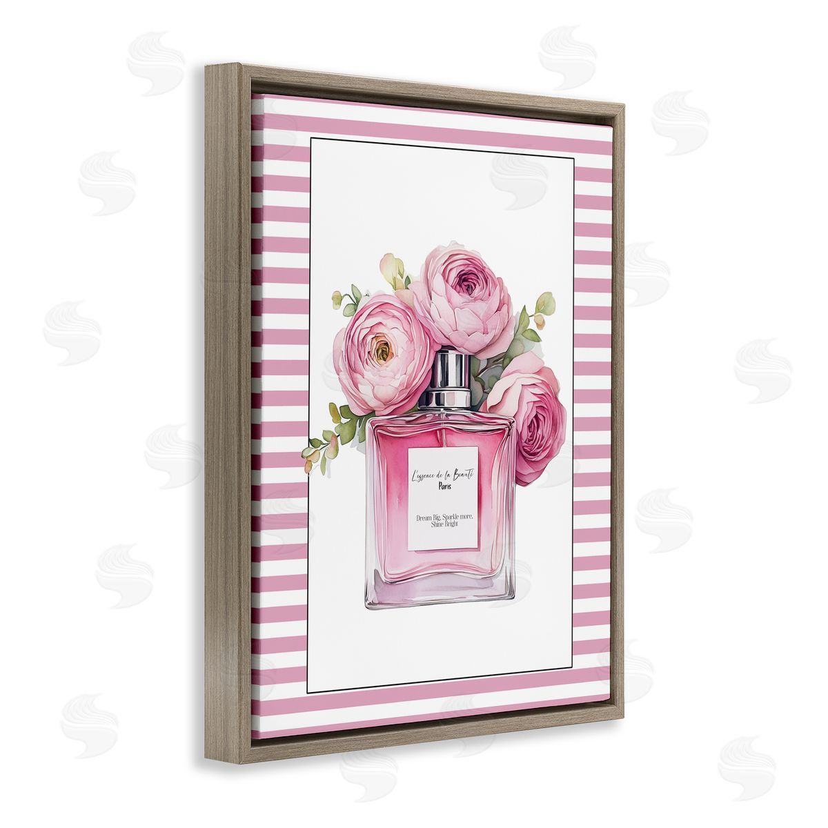 Christine Simpson Art Rosy Pink Perfume Bouquet Brown Floating Frame Canvas Wall Art Print